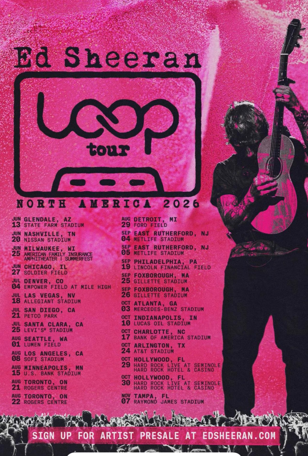 Ed Sheeran Loop Tour Poster 2026